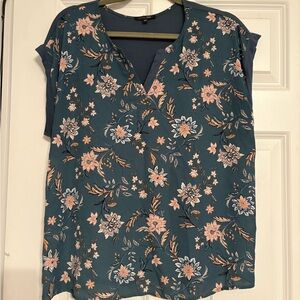 Papermoon Green and Blue Flutter Sleeve Blouse